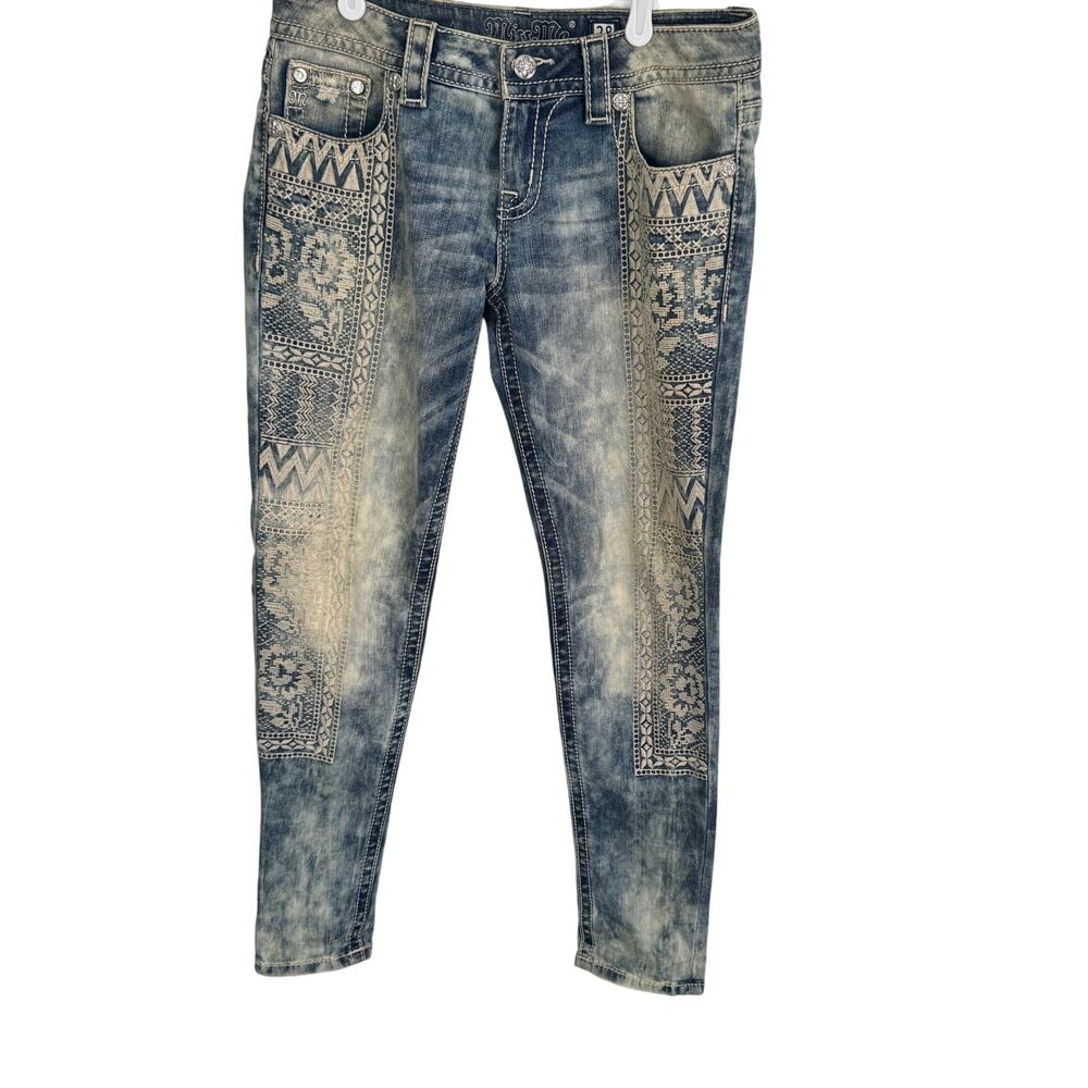 Miss Me Jeans‎ Women's Blue Buckle Signature Cuffed Skinny Denim Sz 28